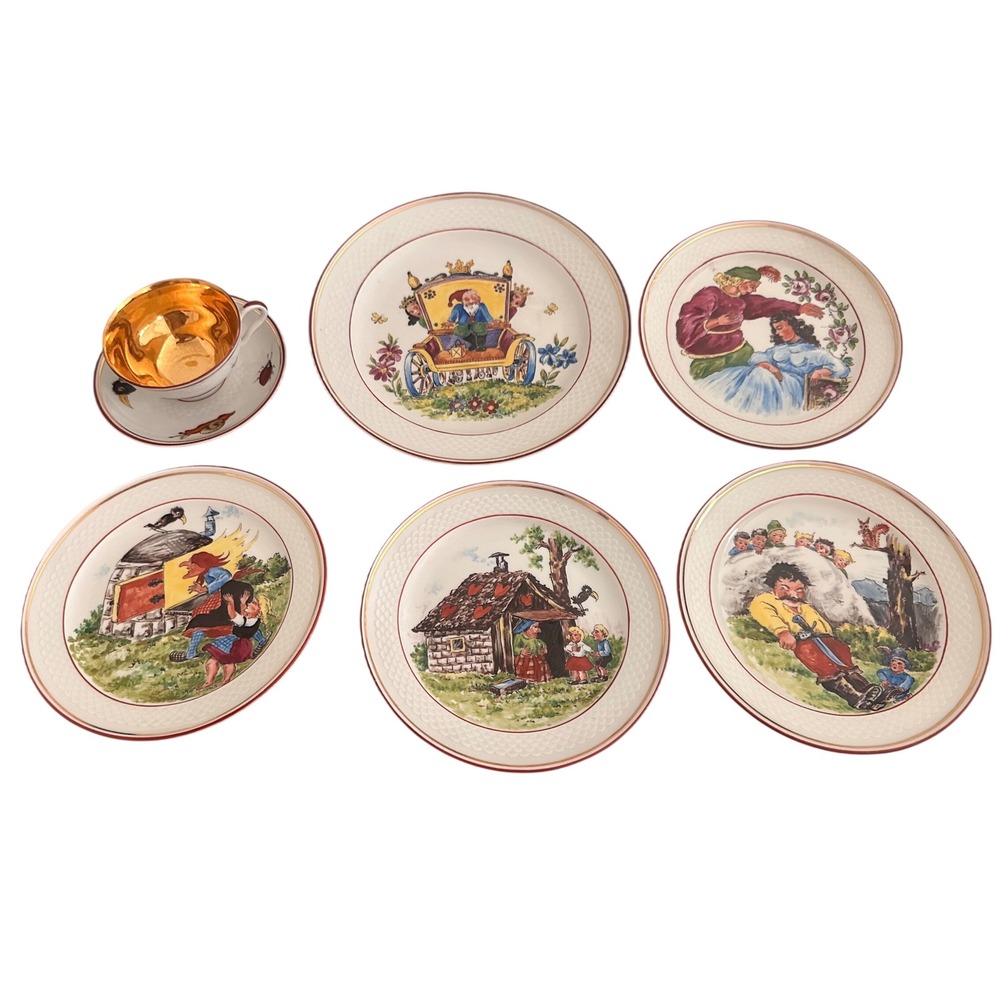 Thomas Germany Fairy Tale Plate Teacup Set Multicolor Excellent Hand Painted